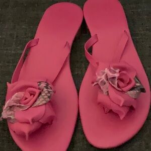NWT CENEDELLA CAPRI PINK LEATHER AND SNAKE ROSE SANDALS 41 10 FLIP FLOPS NEW